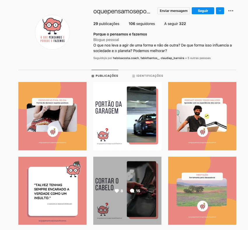 página de instagram o que pensamos e porque o fazemos