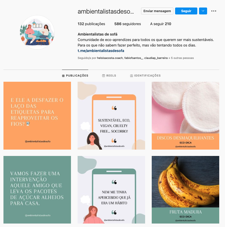 página de instagram ambientalistas de sofá